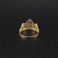 10K Quinceanera Crown Ring with Aquamarine Stone