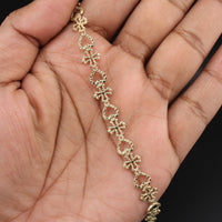 Real 10K Gold Nugget Bracelet Heart & Cross