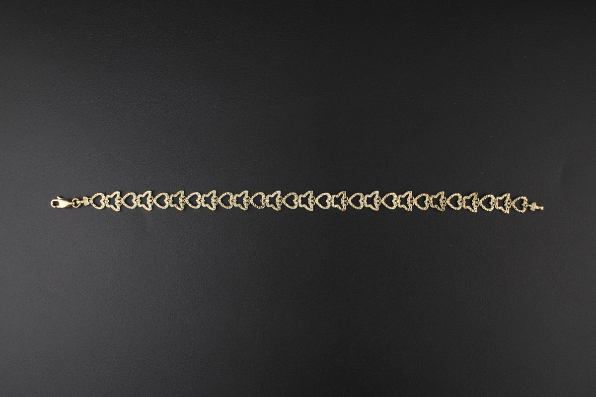 10K Gold Nugget Bracelet Butterfly & Heart