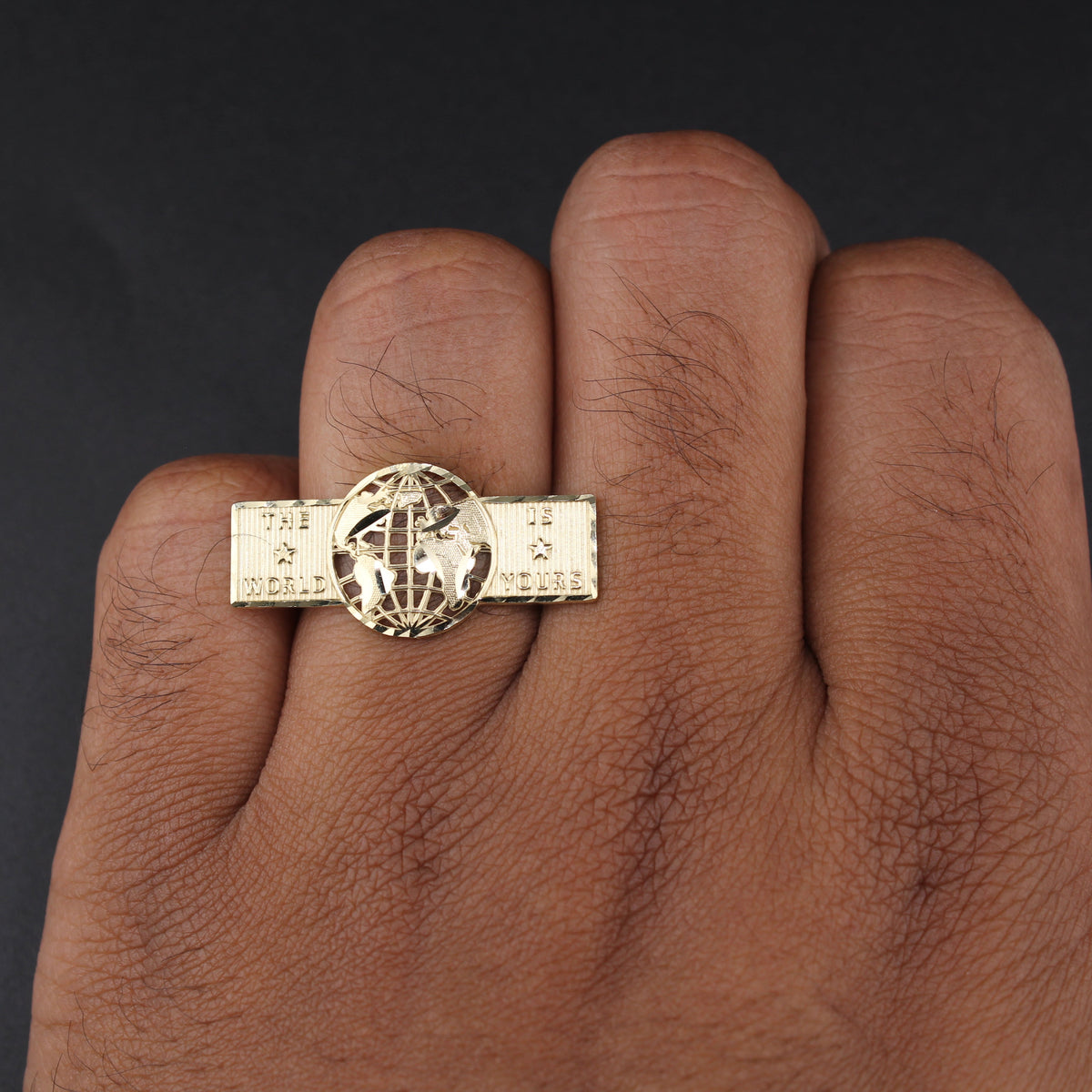 10K Gold World is Yours Ring - Rectangle