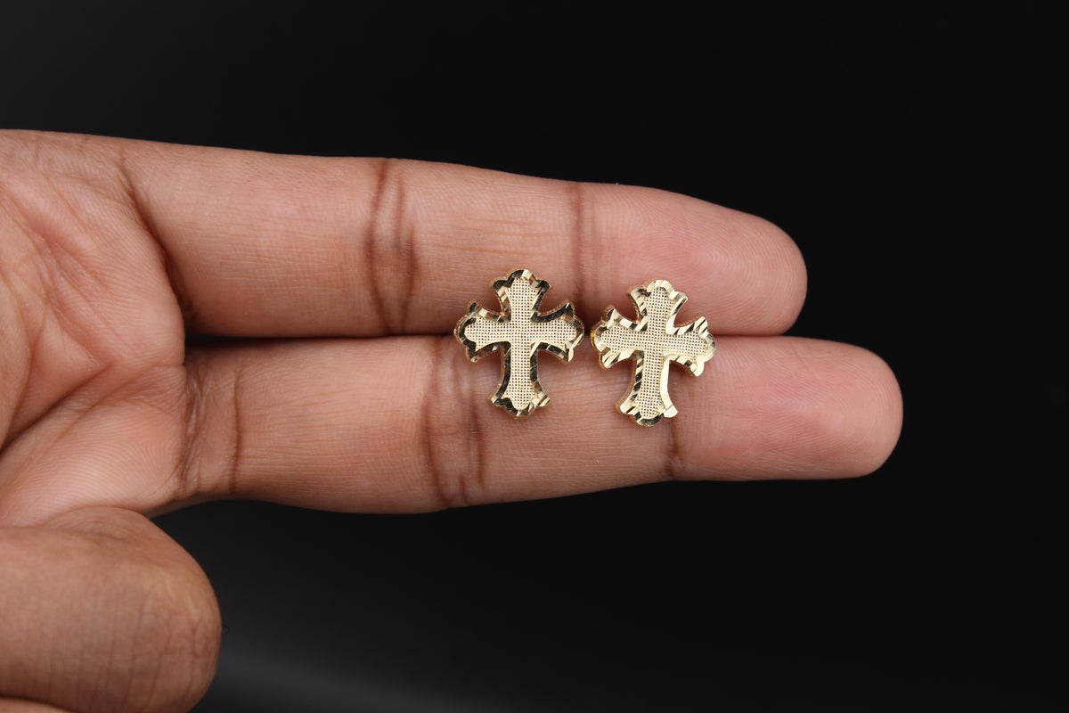10K Gold Cross Earrings