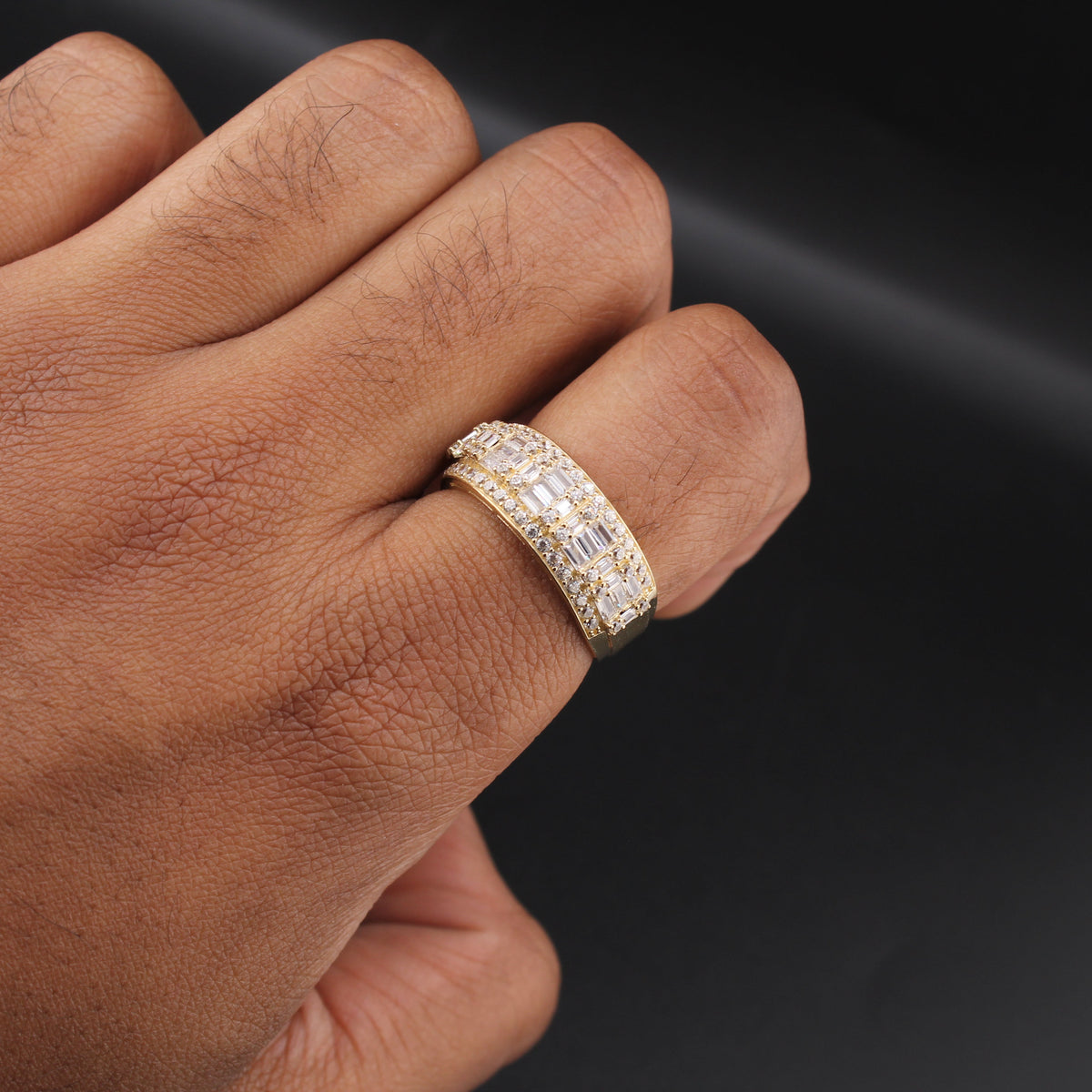 10K Gold Mens Band CZ