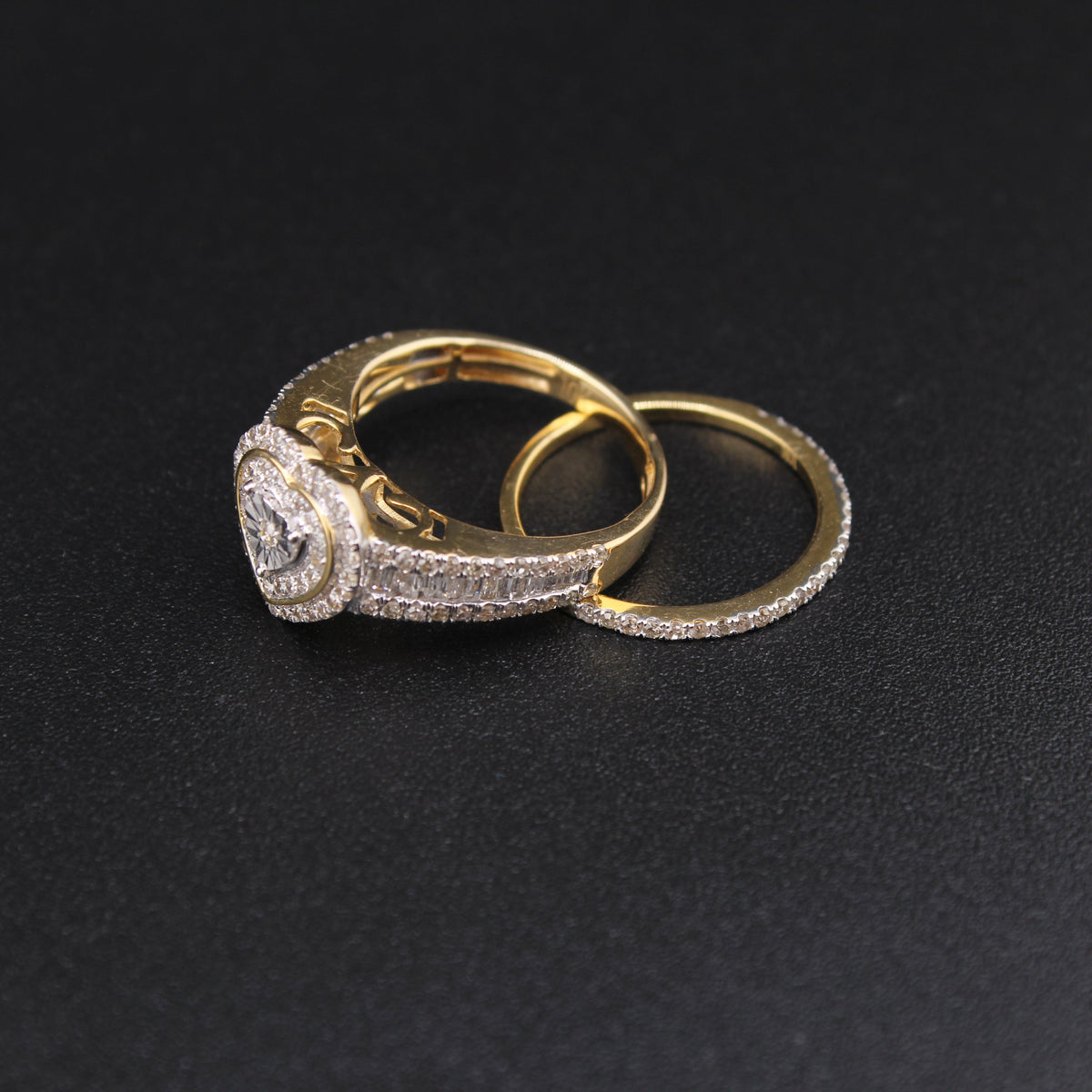 10K Diamond Heart Ring Set