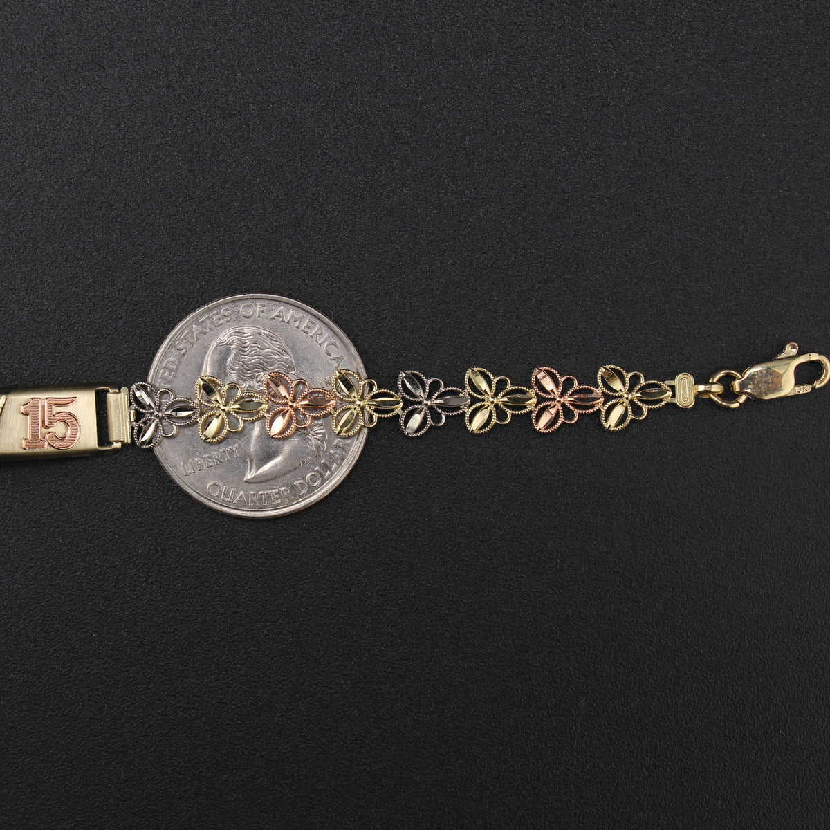 10K GOld Quinceañera Bracelet with ID