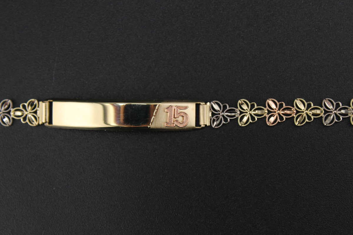 10K GOld Quinceañera Bracelet with ID