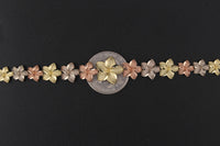 10K TriColor Pulmeria Flower Bracelet