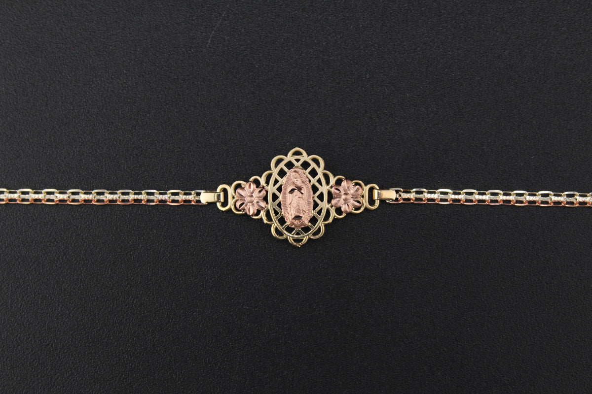 10K TriColor Virgin Mary Bracelet