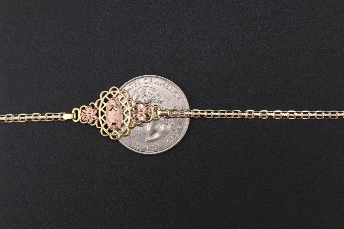 10K TriColor Virgin Mary Bracelet