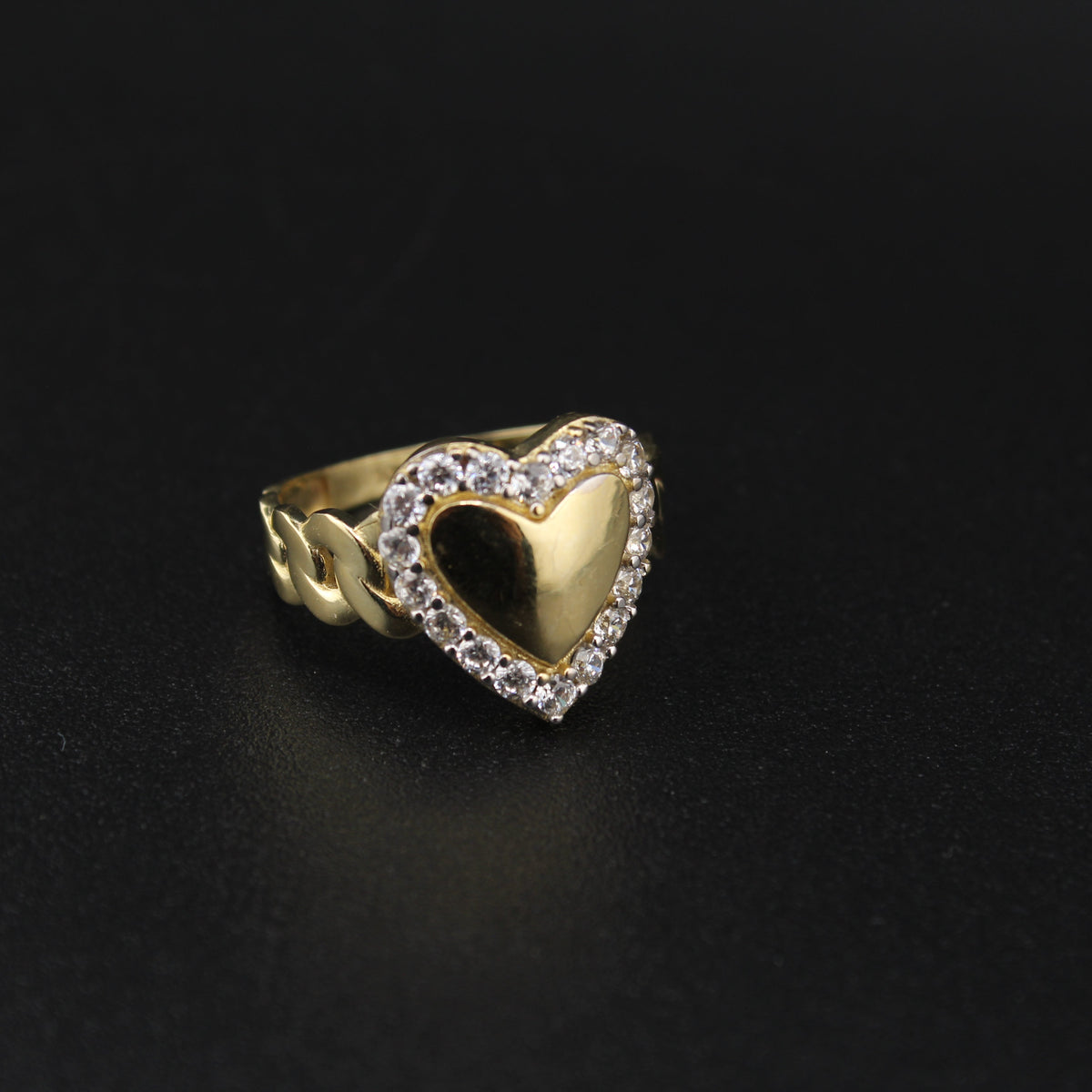 10K Heart Cuban Women's Ring