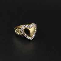 10K Heart Cuban Women's Ring