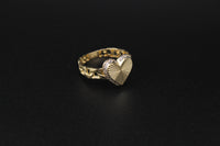 10K Heart CZ Chino Band Ring