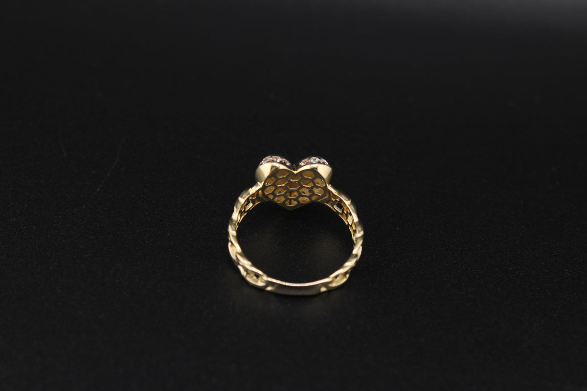 10K Heart CZ Chino Band Ring