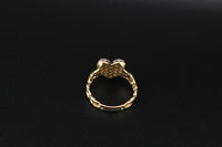 10K Heart CZ Chino Band Ring