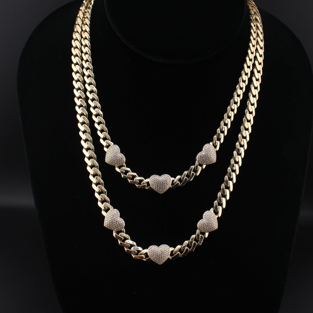 10KT Cuban Link Chain with Heart