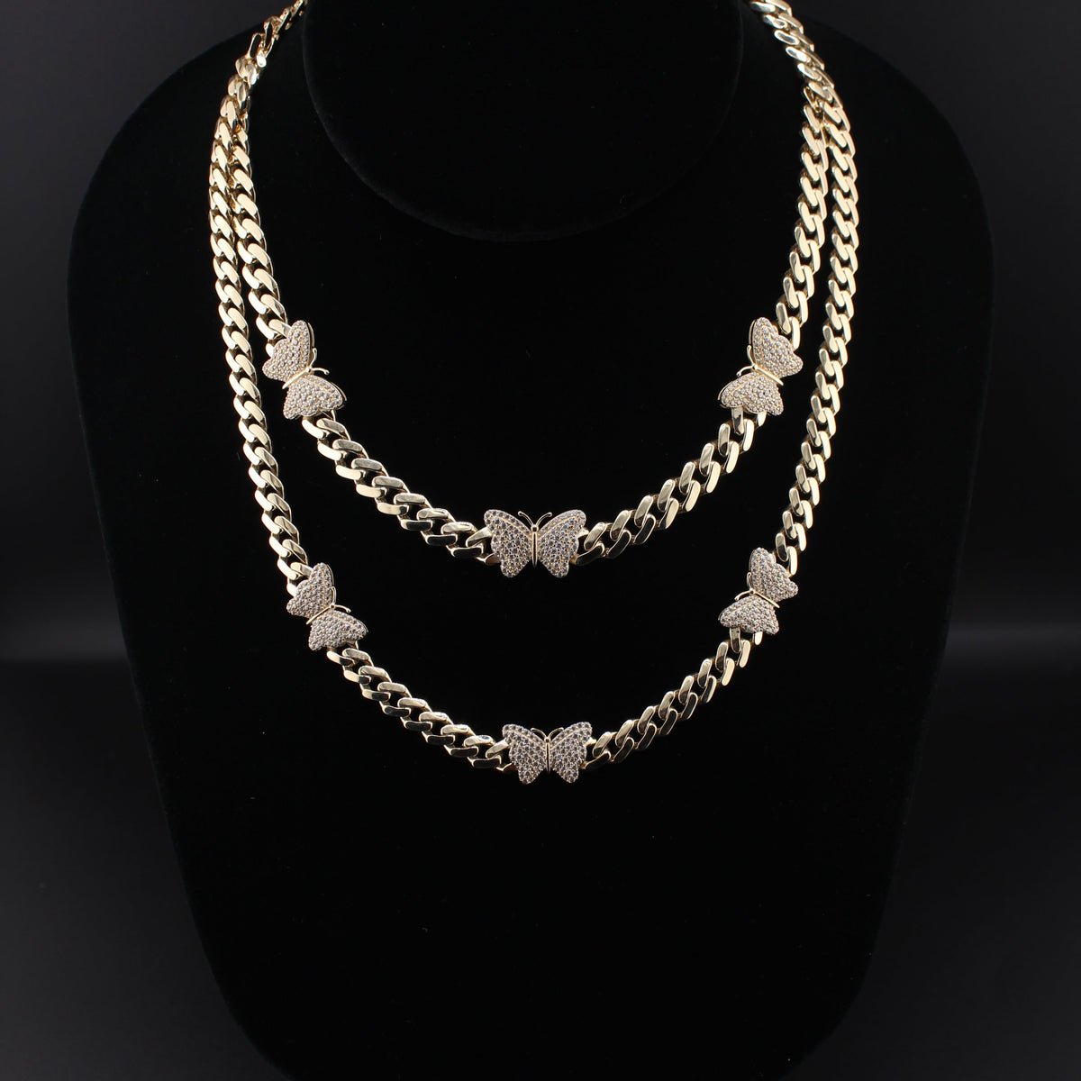 10K Gold Cuban Link Chain with Butterflies
