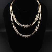 10K Gold Cuban Link Chain with Butterflies