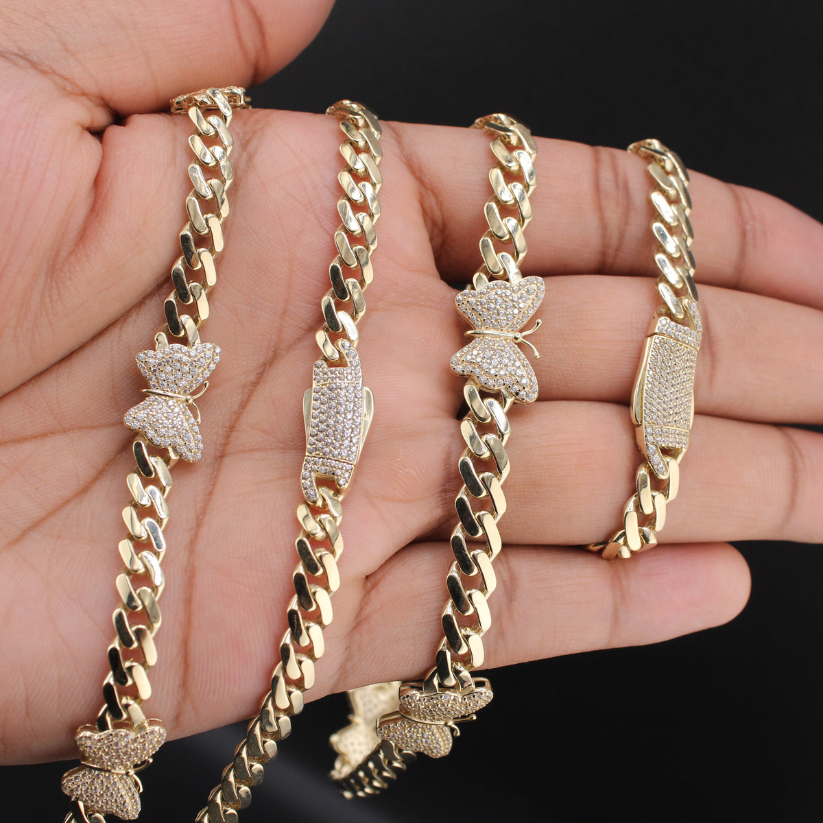 10K Gold Cuban Link Chain with Butterflies
