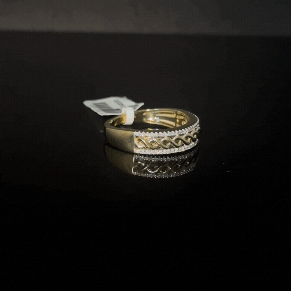 Anillo de hombre de oro de 10K auténtico con diamante