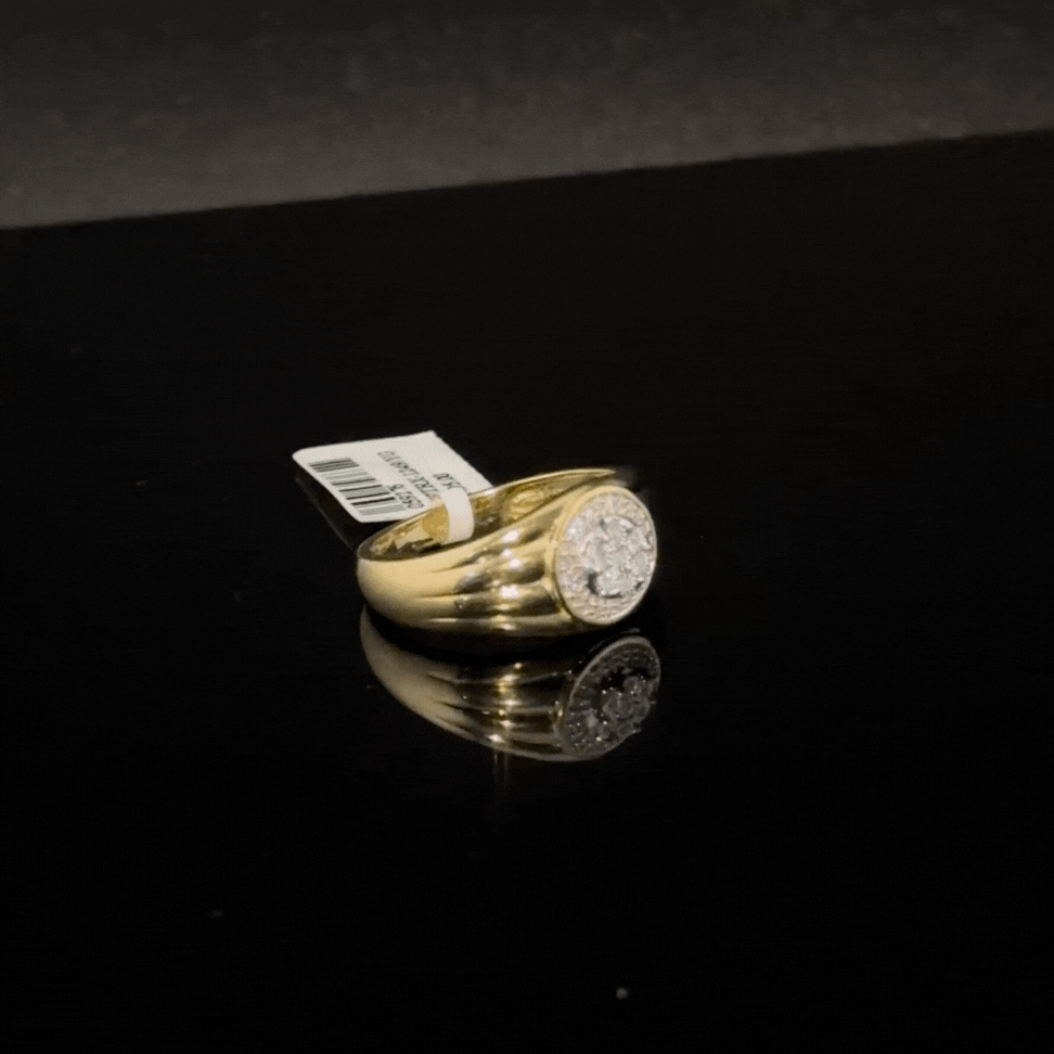 Anillo de oro de 10K auténtico con diamante para hombre