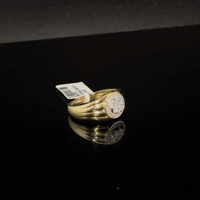 Anillo de oro de 10K auténtico con diamante para hombre