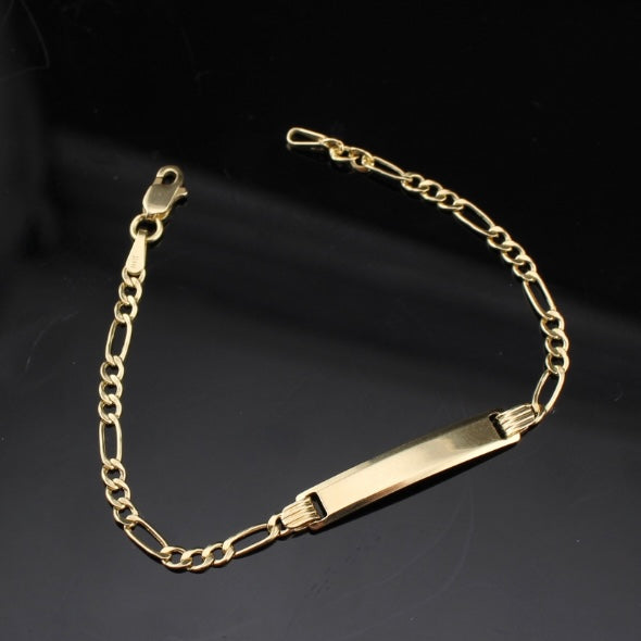 Real 10K Gold Baby Figaro Bracelet Engraved