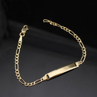Real 10K Gold Baby Figaro Bracelet Engraved