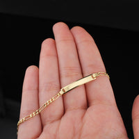 Real 10K Gold Baby Figaro Bracelet Engraved