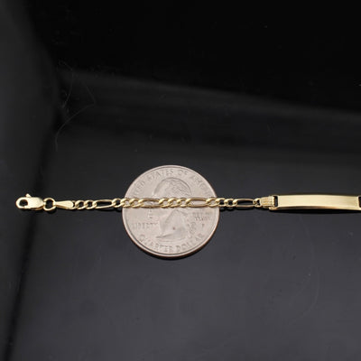 10K Gold Baby Figaro Bracelet Engraved