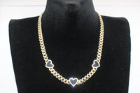 Real 10K Gold Black Heart Cuban Chain