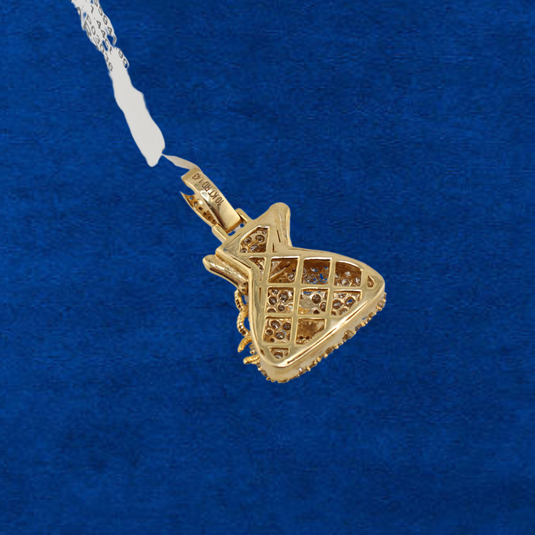 Real 10K Gold Diamond Money Bag