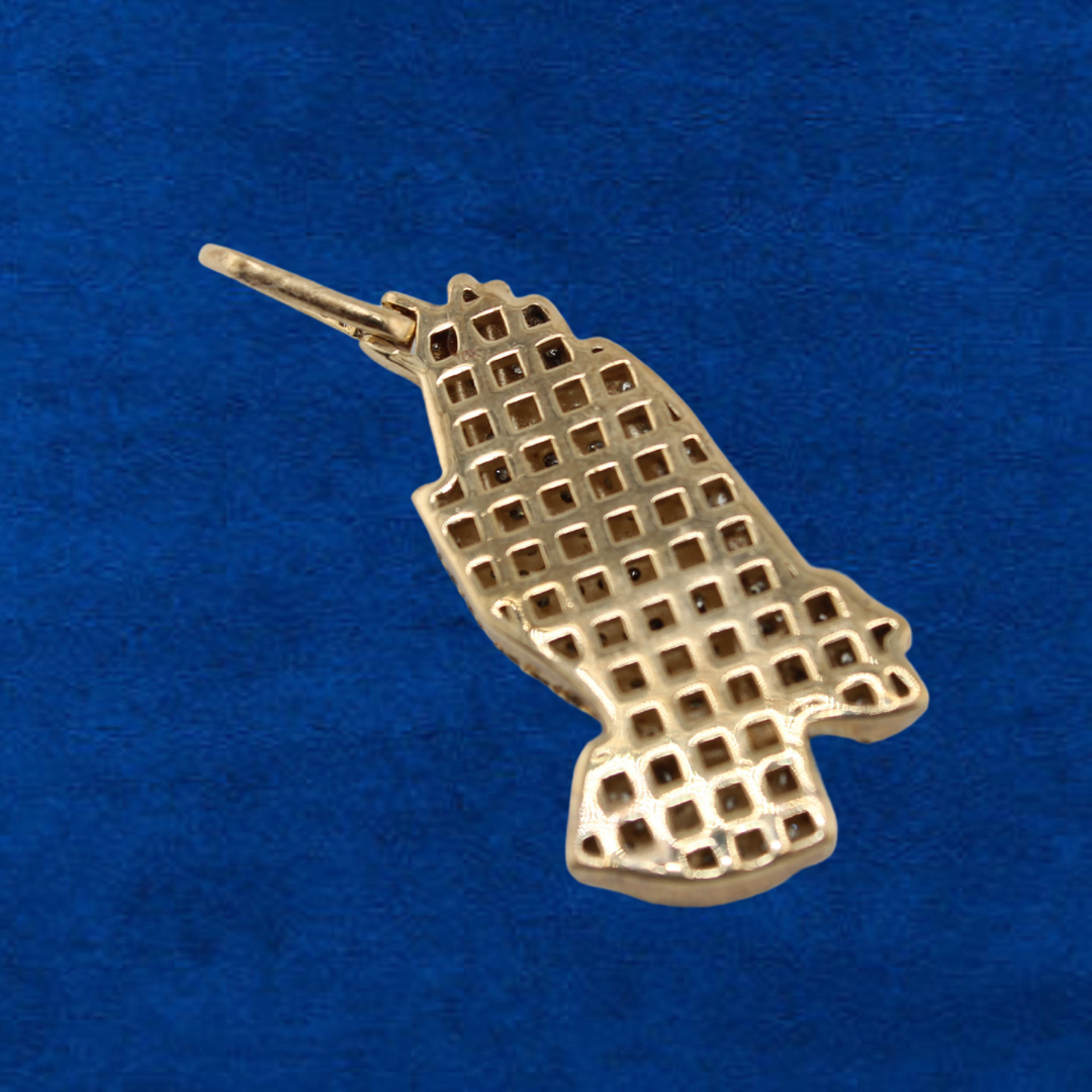 Real 10K Gold Diamond Praying Hands