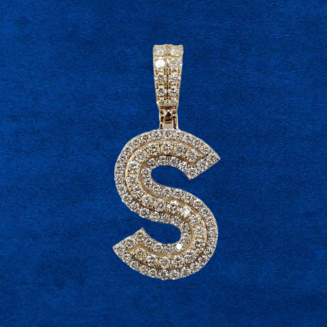 Real 10K Gold Diamond "S" letter