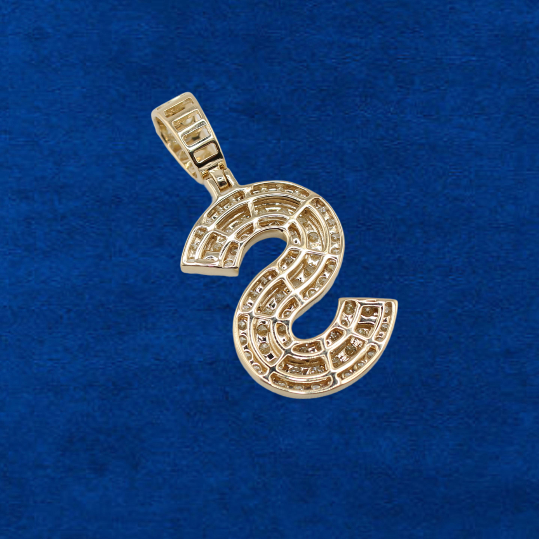 Real 10K Gold Diamond "S" letter