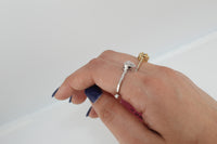 Anillo de corazón de diamante de oro de 14K auténtico