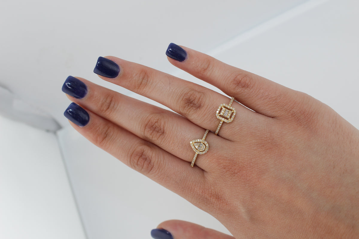 Anillo de Compromiso de Oro de 14K con Diamantes Genuinos