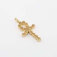 14k Gold and Diamond Cross Pendant - detail view - ICEbyAK