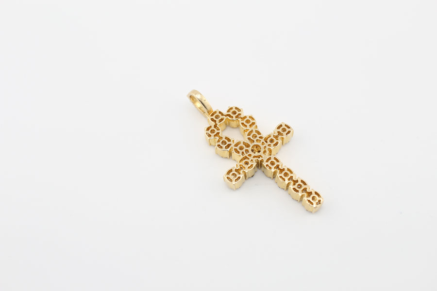 14k Gold and Diamond Cross Pendant