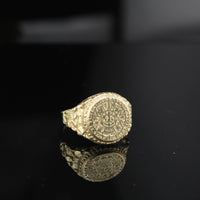 Anillo de pepita azteca de oro de 10K real
