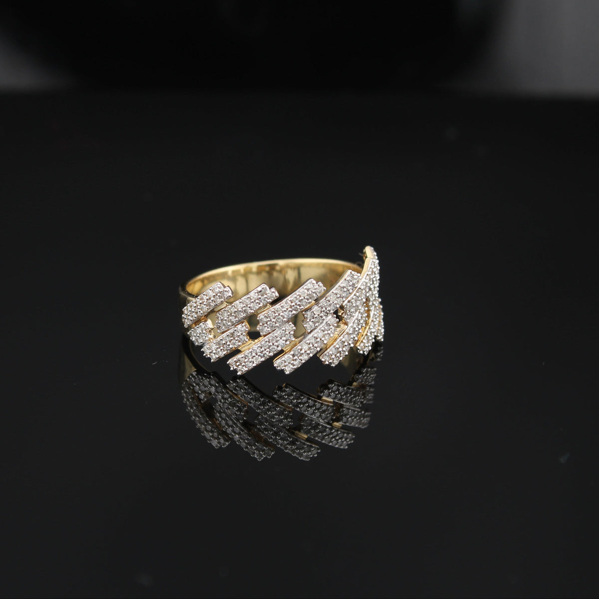 Anillo de oro de 10K auténtico con diamante para hombre