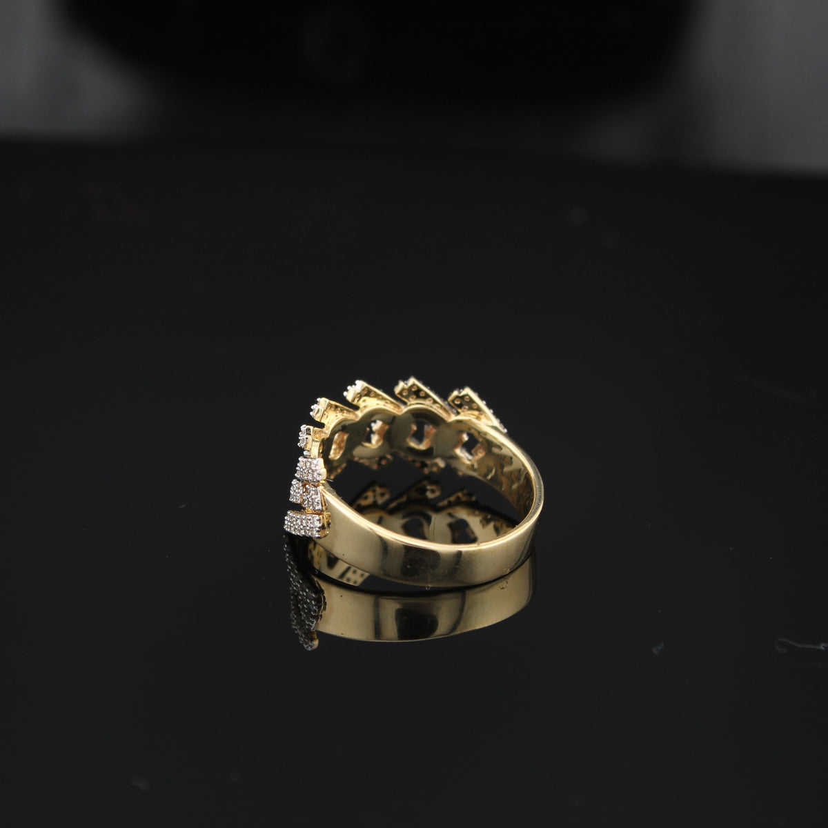 Anillo de oro de 10K auténtico con diamante para hombre