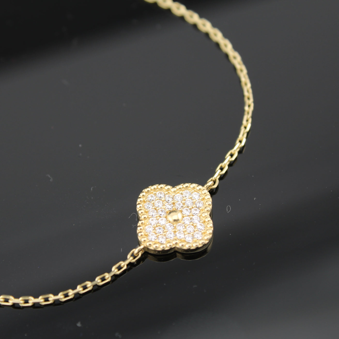14K Gold Clover Bracelet