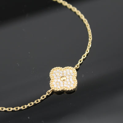 14K Gold Clover Bracelet
