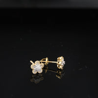 Real 10K Gold Diamond Flower Studs 0.25 CTW