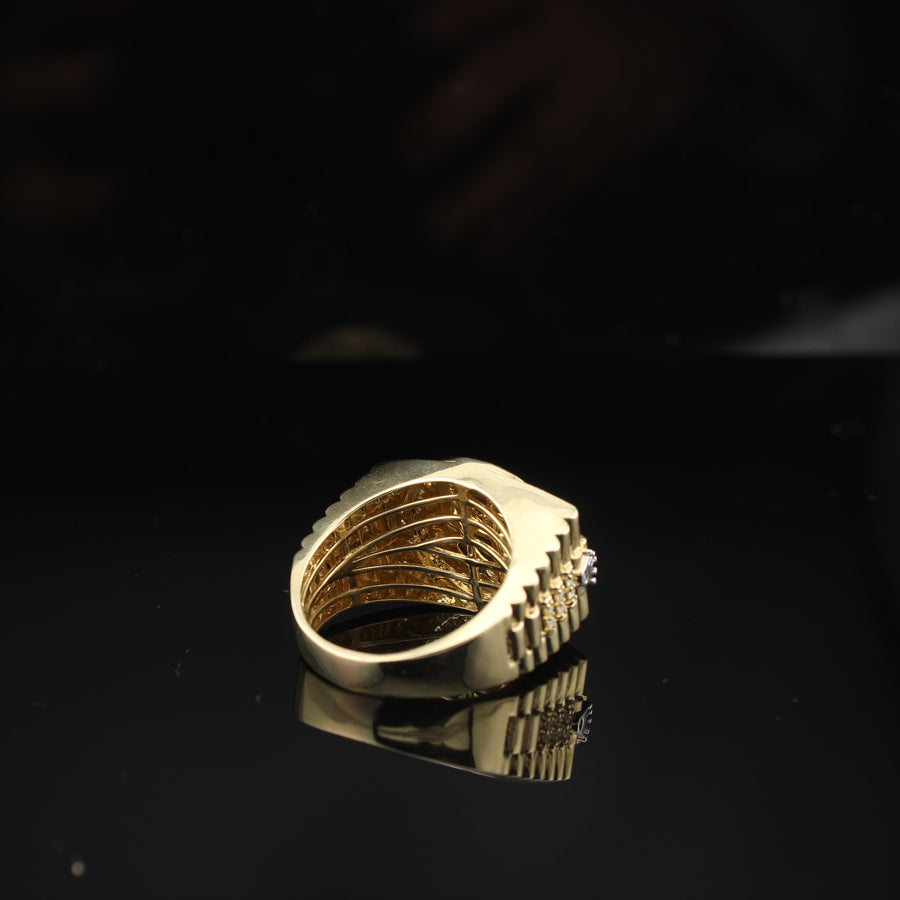 10K Mens Diamond Ring with crown (Rolex Inspired)
