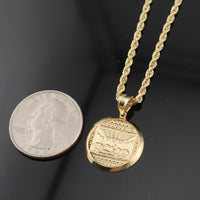 Real 10K Gold 2.5mm Last Supper Pendant with rope chain