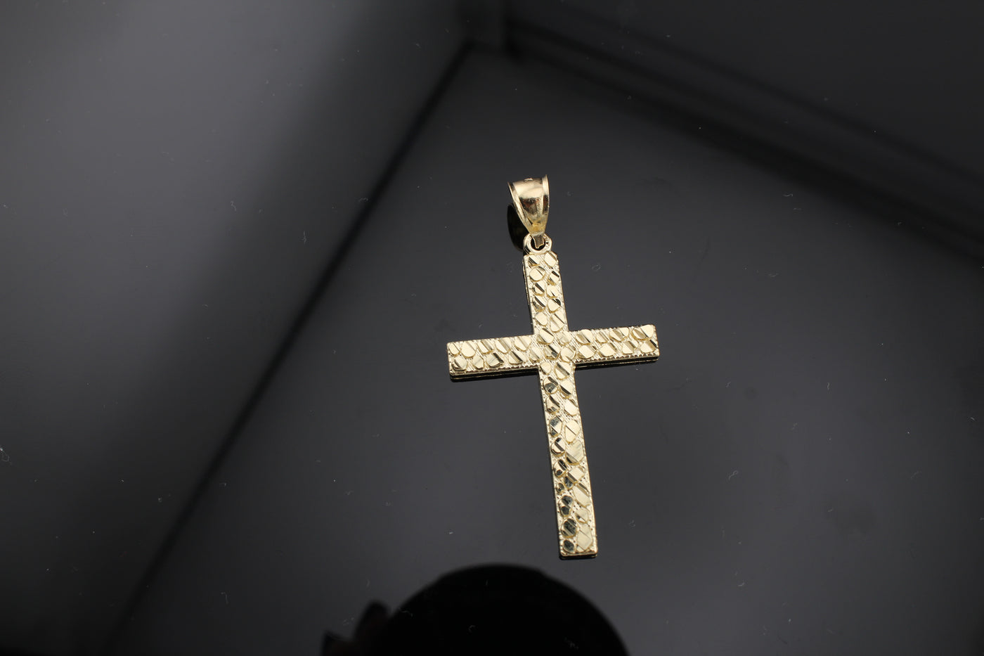10k Nugget style cross pendant
