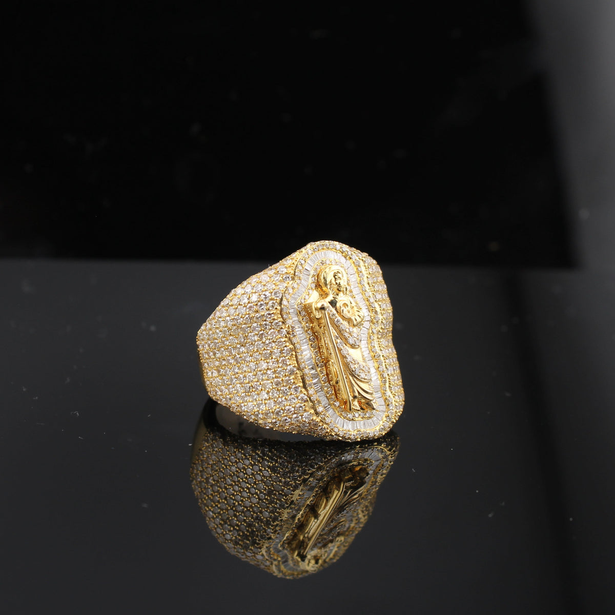 Real 10K Yellow Gold St Jude Diamond Ring