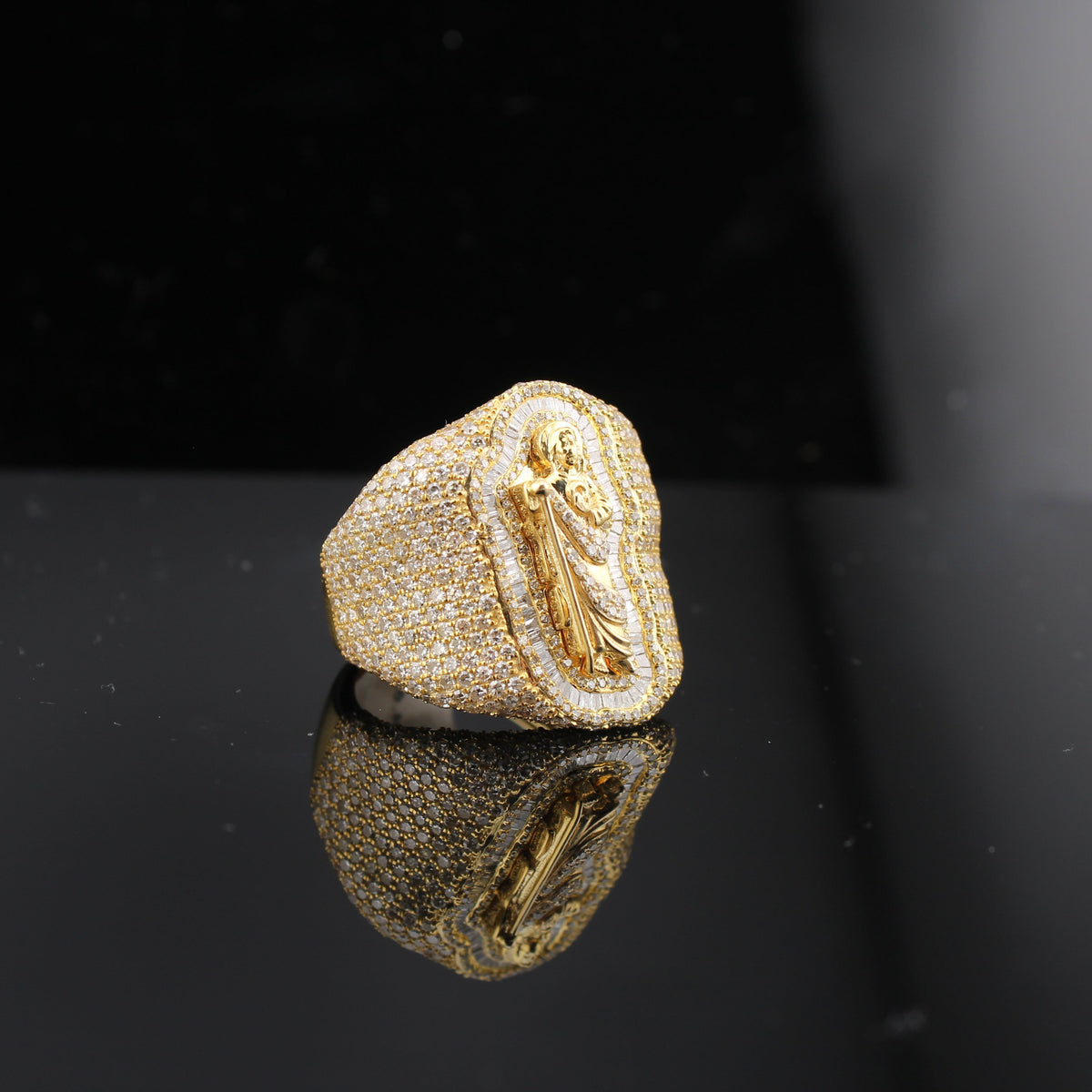 Real 10K Yellow Gold St Jude Diamond Ring