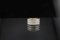 Real 10K Yellow Gold Big Diamond Band with baguettes