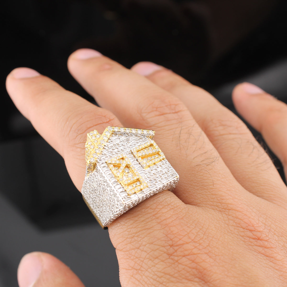 Real 10K Yellow Gold Traphouse Diamond Ring